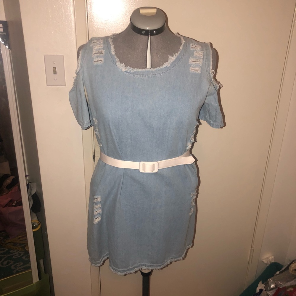 Ripped jean stylish mini dress!